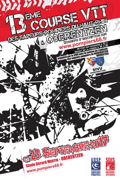 Affiche de la 13ème course VTT des sapeurs pompiers du Haut-Rhin